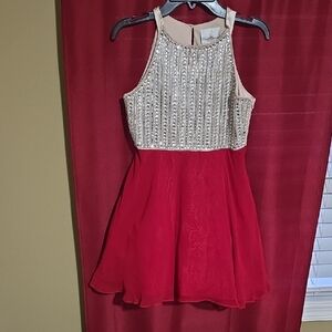 Rare Editions Red and Silver Formal Dress